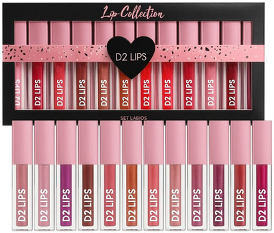 D2 LIPS Lip Colour Lipstick Combo Pack of 12|Vibrant Matte Liquid Lipstick for Women|(MULTICOLOR, 20 ml)