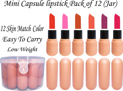 3D-LIPS Mini Matte Capsule Lipstick Pack Of 12 ( Jar )(Multicolor, 12 g)