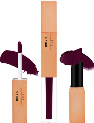 GABBU 2 IN 1 LONG LASTING WATERPROOF MATTE FINISH LIPSTICK DARK WINE(dark wine, 7 ml)