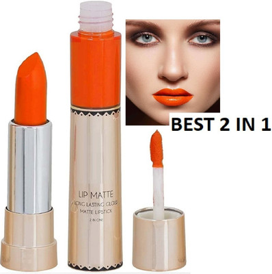 DARYUE Lip Matte 2 IN 1 Long Lasting Matte & Gloss Lipstick(ORANGE, 8 g)