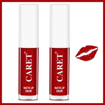 Caret Matte MiniLiquid Lipstick Pack Of 2 ( Red ) Vegan - Natural 4 ML(Red, 4 ml)