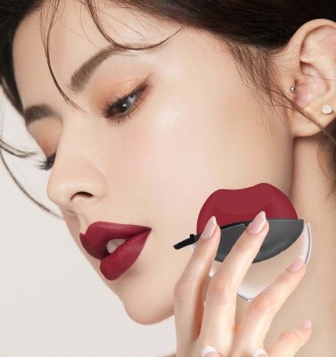 MYEONG Maroon Apple Design Lip Shape Waterproof Long Lasting Lipstick(Maroon, 5 g)