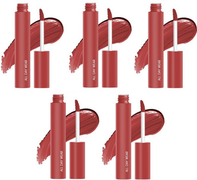Luipui Premium New Color Matte Lipstick Lightweight, Long-lasting (Sets 5(peach color, 30 ml)