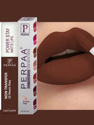 Perpaa Waterproof Liquid Matte Power Stay Lipstick - Super Stay (Upto12 Hrs Stay)(Dark brown, 5 ml)