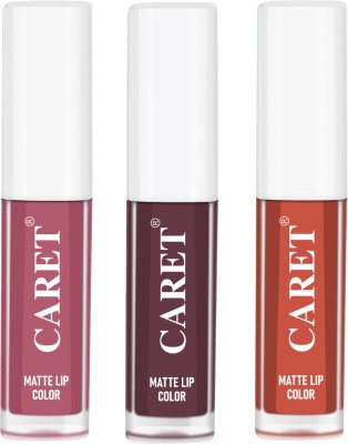 Caret Mini Liquid Lipstick Combo Of 3 - 12 Hour Long Stay - Cruelty Free(Multicolor, 6 ml)