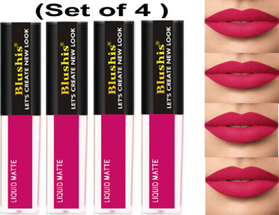 BLUSHIS Non Transfer Liquid Waterproof Matte Liquid Lipstick Pack of 4 Shade Magenta(Magenta, 16 ml)