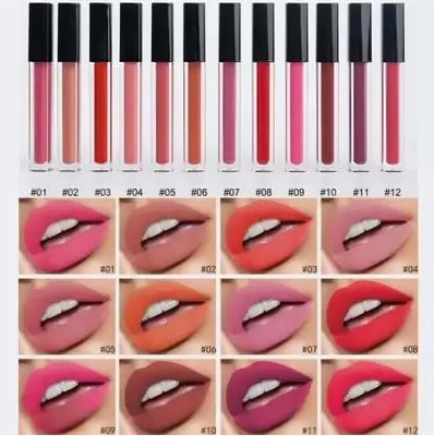 Earthcon Combo Pack Non Transfer Waterproof Super stayLiquid Matte Set of 12(Multicolor, 24 ml)
