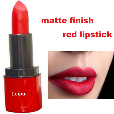 Luipui outstanding matte finish red lipstick waterproof pack of 1(red, 6 g)