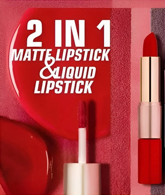 AEPRUY WATERPROOF 2 IN 1 CRAYON + LIQUID RED MATTE LIPSTICK(RED, 10 ml)