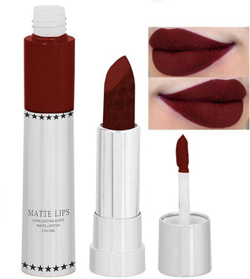 YAWI Best 2 In 1 Lipstick Liquid Lipstick with Matte Finish and Moisturizing Gloss(MAHROON, 8 g)
