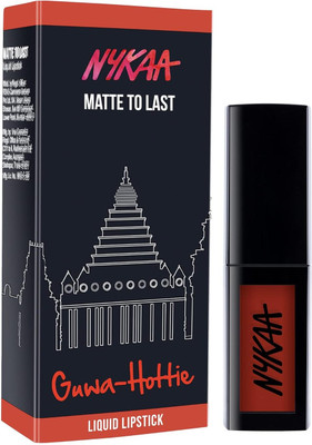 NYKAA Matte To Last Liquid Lipstick Matte Finish Guwa Hottie(dark red, 5 ml)