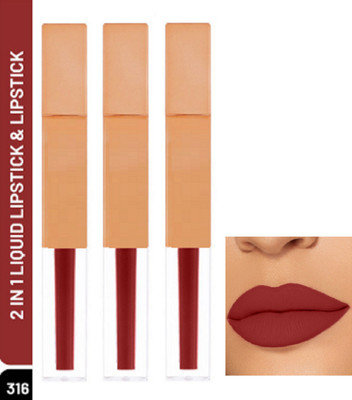 Luipui PREMIUM MATTE NON-DRYING & SMUDGE PROOF MATTE LIPSTICK PACK OF 3(TOTEM POLE, 21 ml)