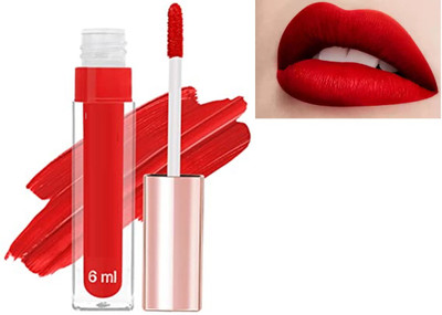 Jiwoo Red Waterproof Liquid Matte Lipstick Smudgeproof(Cherry red, 6 ml)