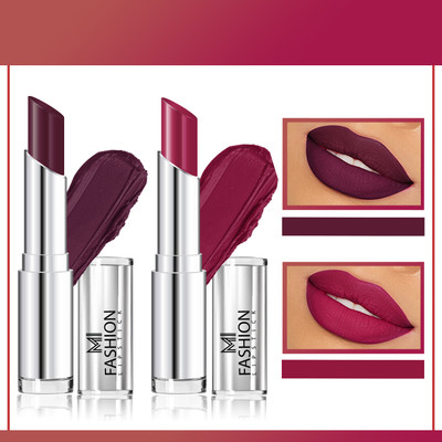 MI FASHION High Pigmented Bold Colors Lipsticks Cr�me Matte Combo Set of 2 Code no 704(Maroon, Red, 7 g)