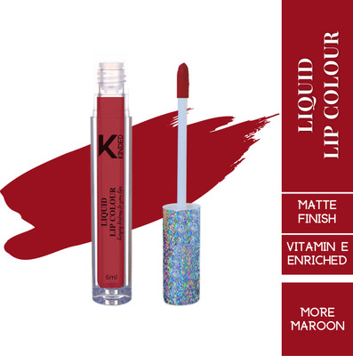 KINDED Liquid Lip Color Vitamin E Enriched Super Stay Glam Lipstick Lip Gloss(More Maroon, 6 ml)