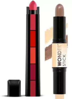 Stirling combo of 5 in 1 Red lipstick and 1 contour stick (2 Items in the set)(multicolor, 20 g)