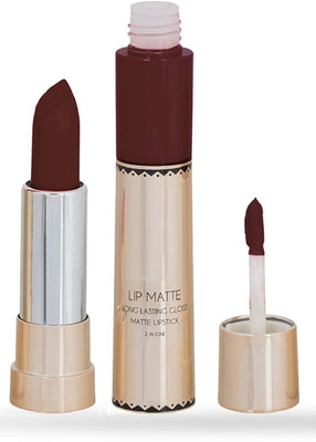 tanvi27 Lip Matte 2 in 1 Long Lasting Matte & Gloss Lipstick water proof(dark brown, 8 g)