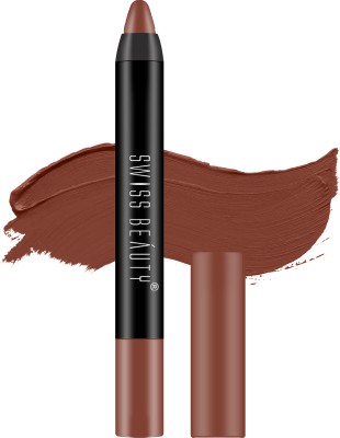 SWISS BEAUTY Non Transfer Matte Crayon Lipstick | Waterproof & Smudgeproof| -((Brownie Point, 3.5gm), 3.5 g)