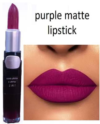 Luipui 2 in 1 purple matte finish lipstick pack of 1 long lasting(purple, 6 g)