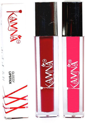 kamna cosmetics KAMNA Glossy Liquid Lipstick – Matte Transforming Waterproof (Pack of 2)(Red, Pink, 4 ml)