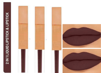 Luipui New Color Matte Lipstick Lightweight, Long-lasting (Sets 3(Brown, 21 ml)