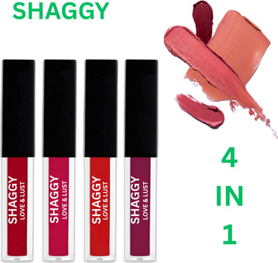 SHAGGY WaterProof Sensational Liquid Matte Red Lipstick Set of 4 ( 30ml)129(red, 30 ml)