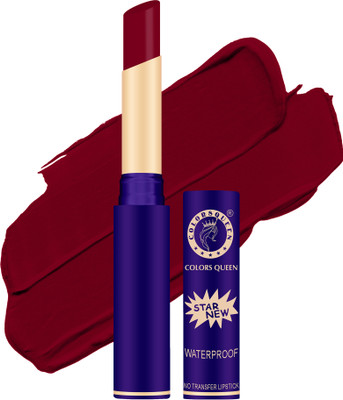 COLORS QUEEN Lips Non Transfer Waterproof Smudge Proof Long Lasting Matte Lipstick(Hot Maroon, 2.4 g)