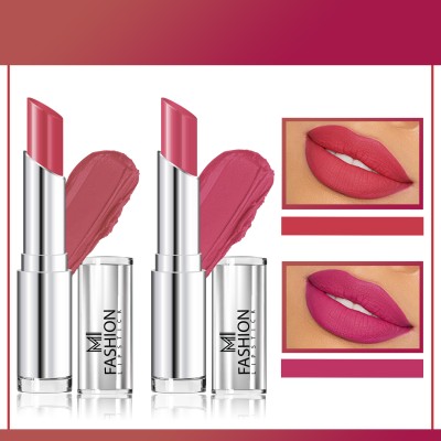 MI FASHION Skin Friendly Vegan Lipsticks Set Cr�me Matte Vitamin e Enriched Combo of 2 Code no 1579(Peach Crush, Pouty Pink, 7 g)