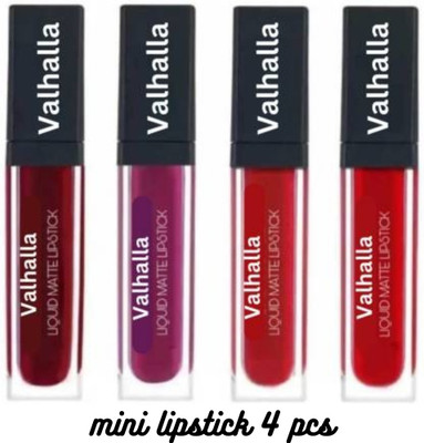 Valhalla Waterproof Long Liquid Matte Mini Lipstick Combo Pack Of 4 (Red, 16 ml)(Red, 16 ml)