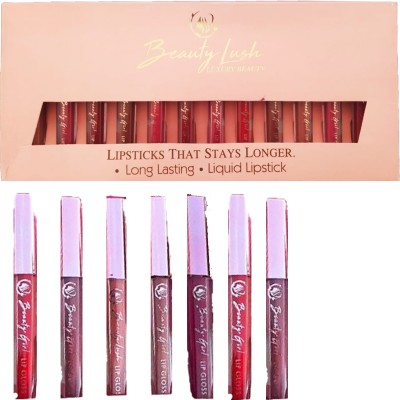 NG MART BEAUTY LASH LIQUID LIPSTICK STAY LONGER 12 SHADES (MULTICOLOUR) PACK OF-60ml x 7(LIGHT MULTICOLOUR, 140 g)