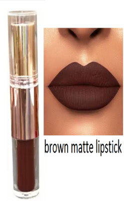 Luipui trending 2 in 1 dark brown waterproof lipstick pack of 1(brown, 6 g)