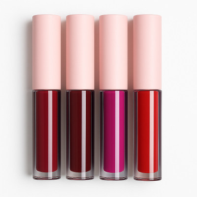 BR Belle Rosa 4 in 1 Bold Red Mini Lipsticks – Liquid Matte Set with Intense Pigment(Classic Red, Fuchsia, Dark Wine, Dark Red with Cherry tone, 6 ml)