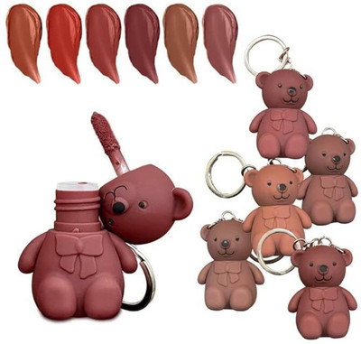 BEGGIE Waterproof Teddy Bear Shape Keychain|Matte Lipstick|Longlasting Lip Plump(multicolor, 30 ml)