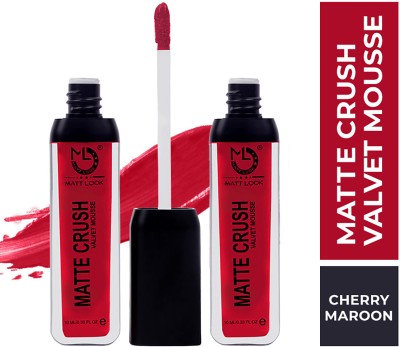 MATTLOOK Matte Crush Velvet Mousse Lipstick, Cherry Maroon (10ml) Pack of 2(Cherry-Maroon, 10 ml)