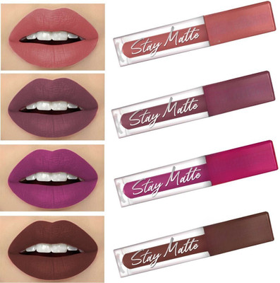 Hezruck WaterProof Liquid Matte Lipstick Combo Pack of 4 red edition(Multicolour, 16 ml)