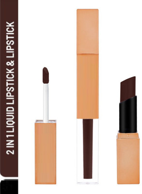 Luipui 2 IN 1 LIPSTICK LONG LASTING , SMUDGE PROOF FINISH FOR ALL DAY WEAR PACK OF 1(DARK BROWN, 4 ml)