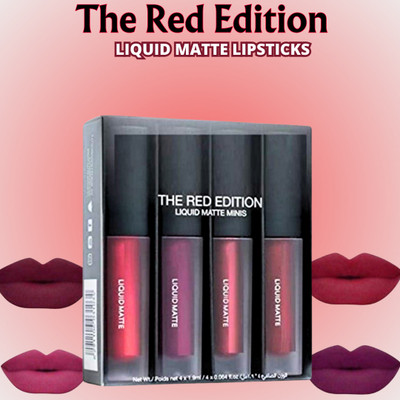 smartdrops Waterproof Long Lasting Liquid Matte Mini Lipstick Set Combo 4(Red, 64 ml)