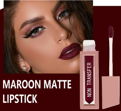 AEPRUY Non Transfer Waterproof Longlasting Liquid Lipstick(DEEP MAROON, 4 ml)