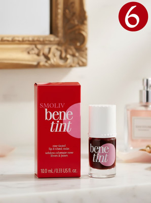 Smoliv Bene Tint Lip and Cheek Stain,Tined Finish Blusher and Liquid Lipstick F71(Peppy Red, 12.5 ml)