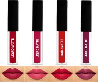 BLUSHIS Lipstay Transfer Proof Matte Finish Highly Pigmented Liquid Lipstick Combo 4 pc(The Red Edition, 15 ml)