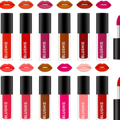 BLUSHIS Waterproof Longlasting Matte finish Liquid Lipstick Combo Pack Of 12 pc(multicolour, 48 ml)