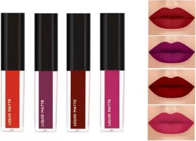 MILANMIS Non Transfer Waterproof Longlasting Liquid Matte Mini Lipstick Combo Pack Of 4(red, purple, maroon, magenta, 18 ml)