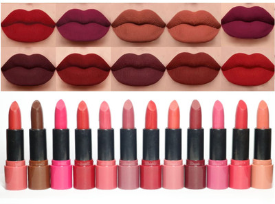 WECHARMERZ Matte Lipstick Waterproof and Smooth Texture pencil lipstick Pack Of 12(Multicolor, 48 g)
