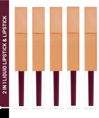 Luipui MATTE CREAMY SUPER STAY LONG LASTING, FULL COVERAGE 2 IN 1 LIPSTICK PACK OF 5(ROSE - 306, 30 ml)