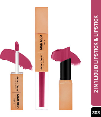 Seven Seas 2in1 Mad Duo Liquid Lipstick Non-Transfer Long-Lasting WaterProof Matte Lipstick(Rose2, 4 ml)