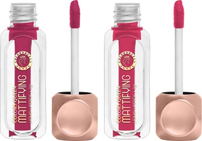 COLORS QUEEN Mattifying Long Lasting Non Transfer Liquid Matte Lipstick Combo Pack of 2(Raspberry & Brick, 6 g)