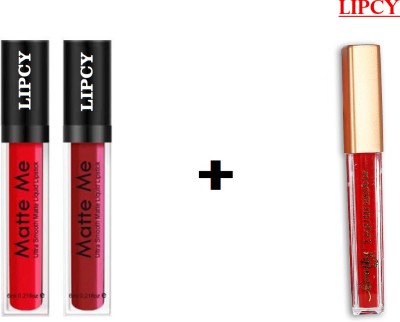 lipcy Matte Me 2 piece liquid lipstick(RED AND MAROON COMBO, + FREE RED LIQUID SINDOOR, 6 ml)