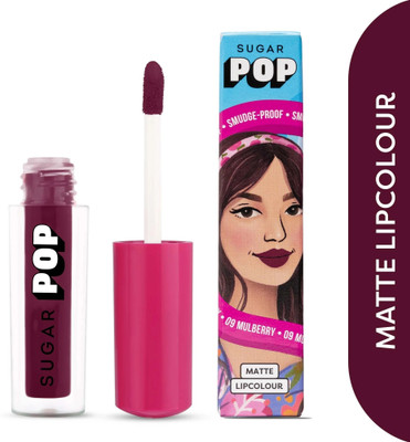 SUGAR POP Matte Lipcolour 09 Mulberry - Super Matte | Lasts 8+ hours | Non-Drying(Mulberry, 1.6 ml)
