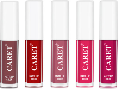 Caret Matte Liquid Lipstick For Paraben Free - Natural - Sls Free Pack of 5(Multicolor, 10 ml)