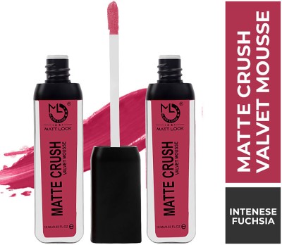 MATTLOOK Matte Crush Velvet Mousse Lipstick, Intenese Fuchsia (10ml) Pack of 2(Intenese-Fuchsia, 10 ml)